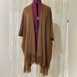 Steven Madden Fringe Trim Kimono Loose Weave Sweater One Size Fits Most
